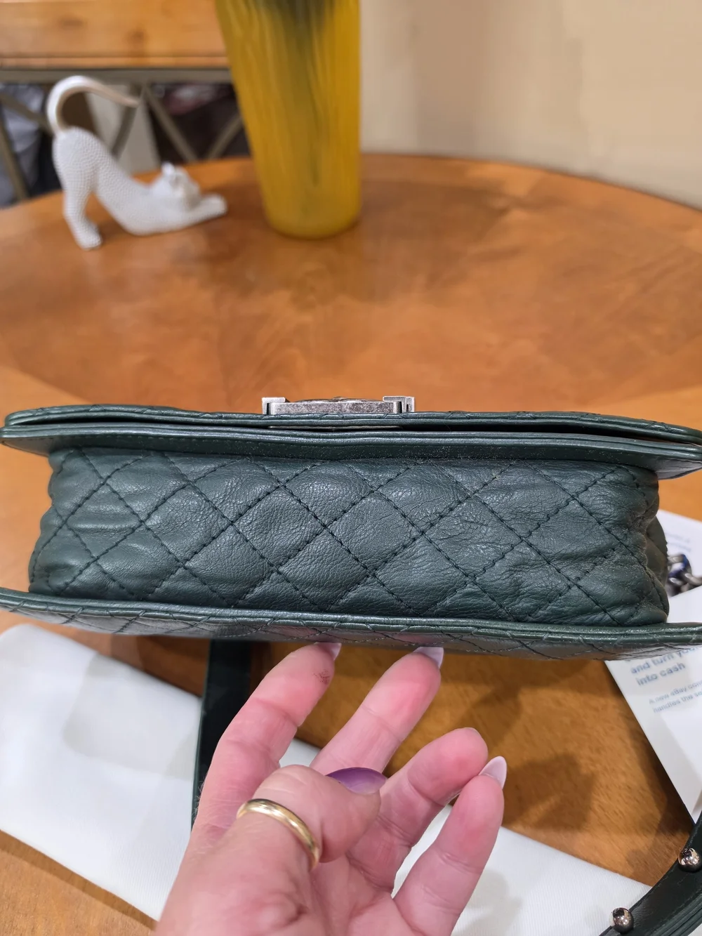 Chanel Boy Rare Green Quilted Lambskin Chain Shoulder Bag